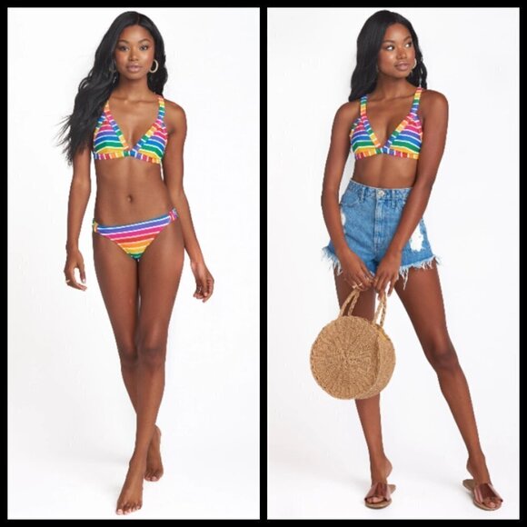 💕SHOW ME YOUR MUMU💕 Bikini Bombay Bralette + Cancun Bottom Rainbow Fun Dip XL - Picture 4 of 9